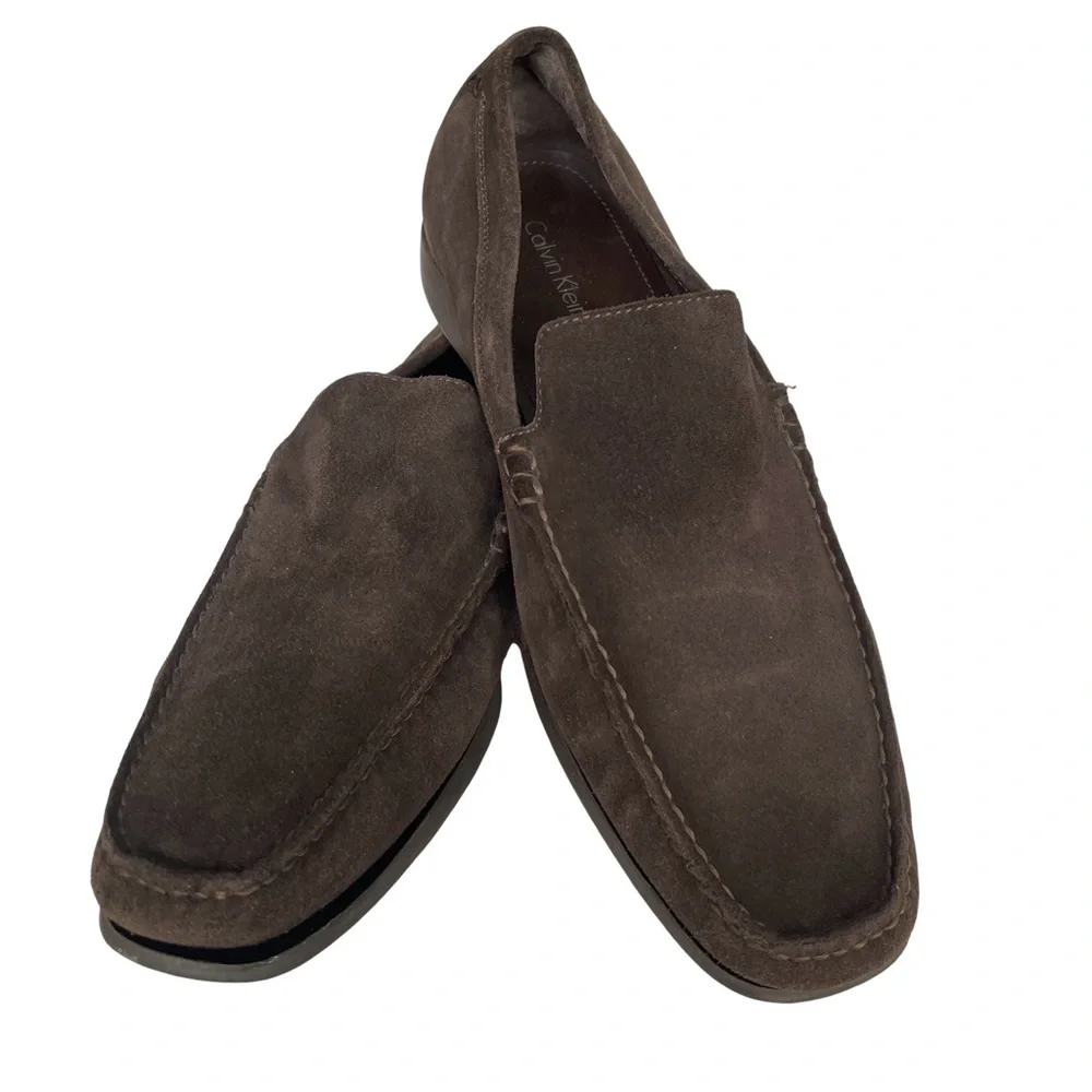 Calvin Klein Dale Brown Suede Slip on Loafers. Like new. Size 11